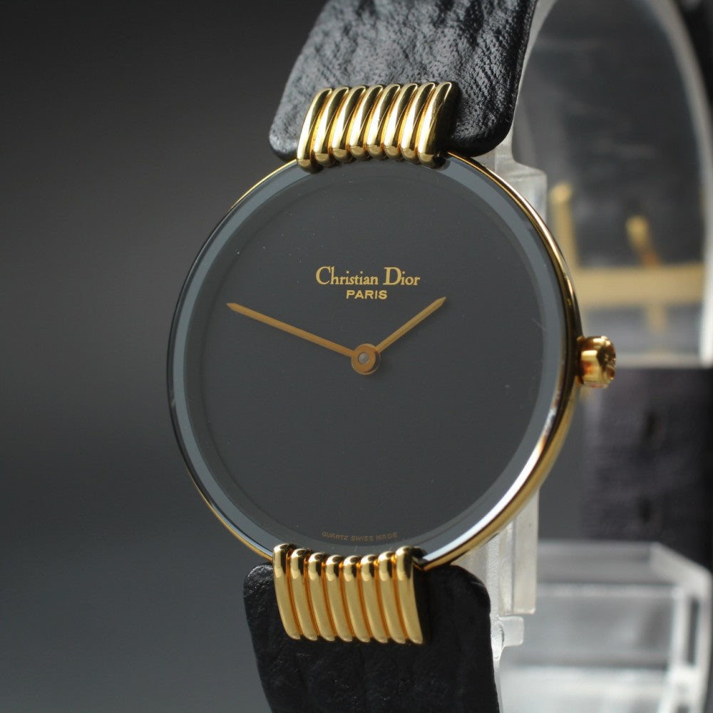 Near MINT Christian Dior Bagheera Black Moon D46-153-5 Black Quartz 25.7mm Ladies Watch