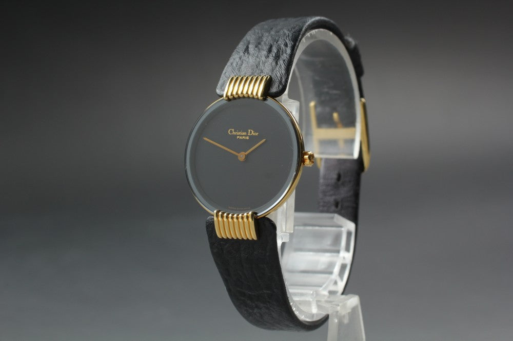 Near MINT Christian Dior Bagheera Black Moon D46-153-5 Black Quartz 25.7mm Ladies Watch