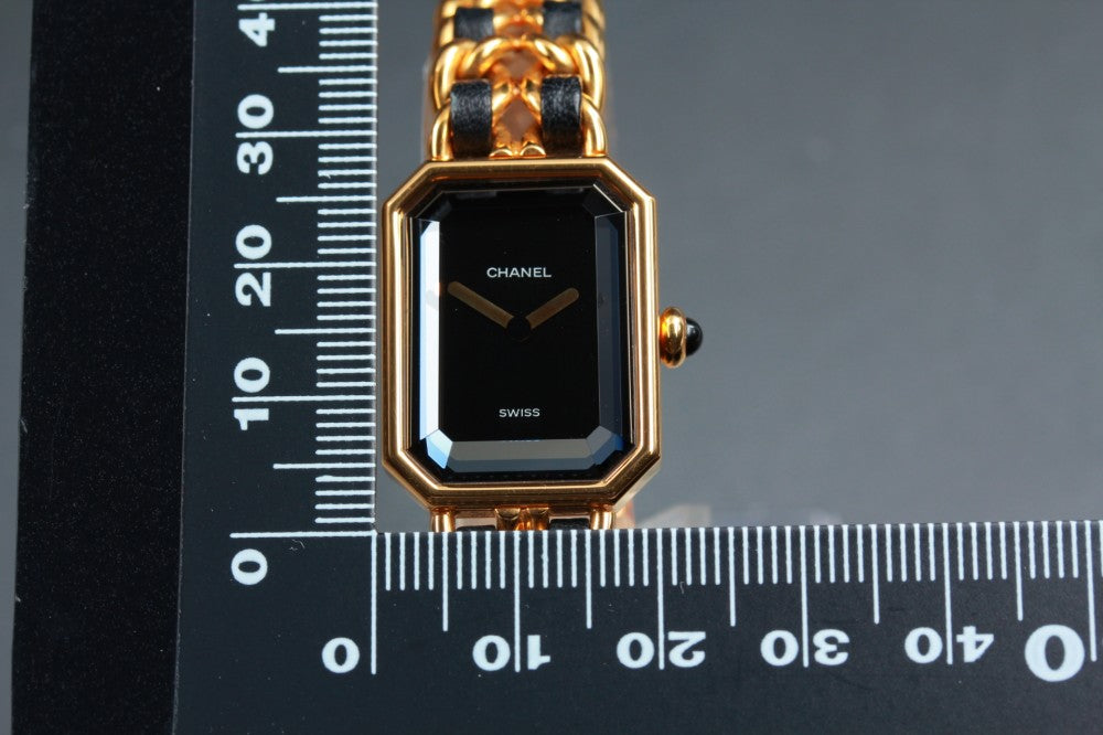 Near MINT CHANEL Premiere L H0001 Black Quartz 20mm Ladies Watch