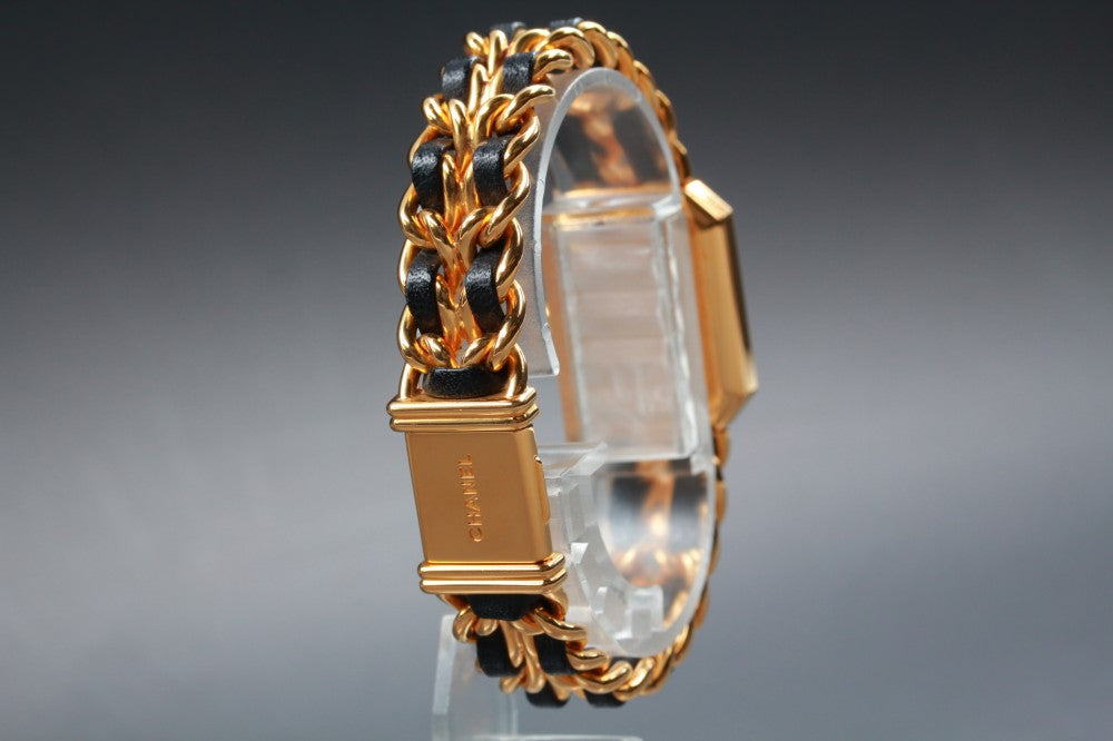 Near MINT CHANEL Premiere L H0001 Black Quartz 20mm Ladies Watch
