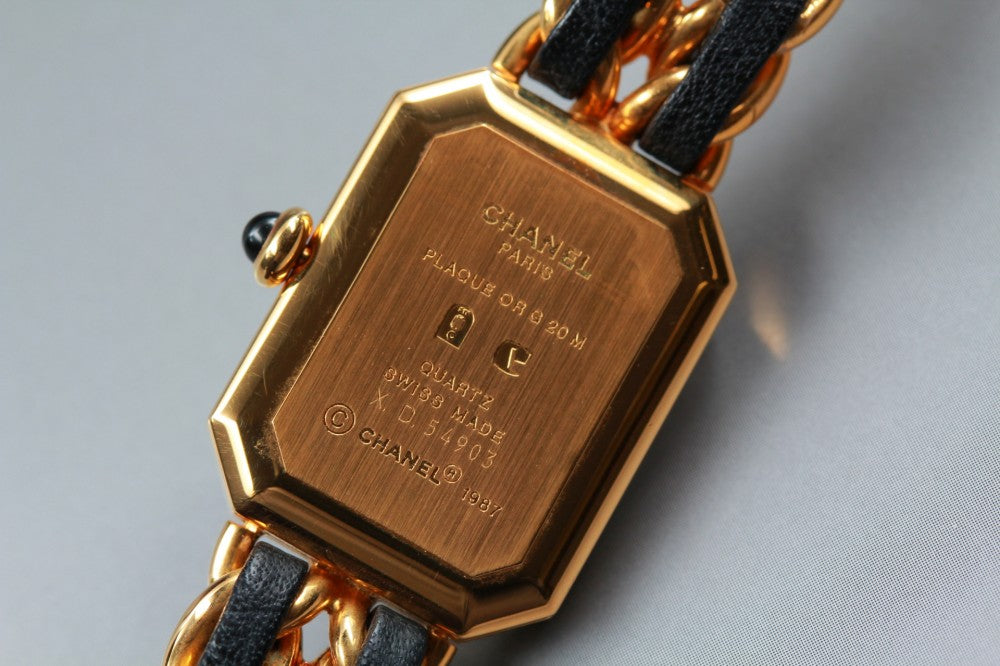 Near MINT CHANEL Premiere L H0001 Black Quartz 20mm Ladies Watch