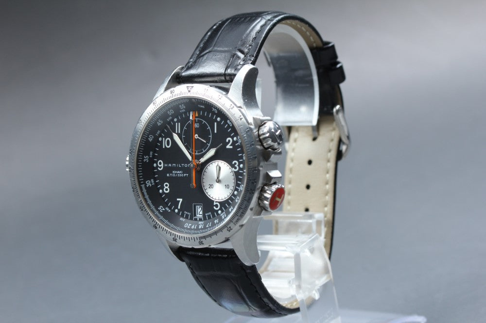 Near MINT HAMILTON Khaki H776121 Silver Quartz 44mm Men's Watch