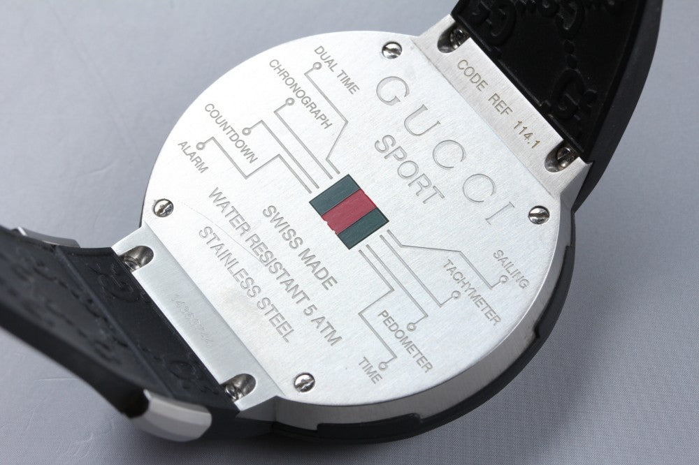 Near MINT GUCCI I-GUCCI 114.1 Black Quartz 49mm Men's Watch