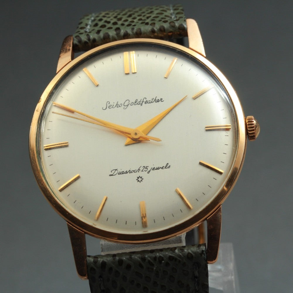 Near MINT SEIKO Gold Feather 15008F Silver Manual 35mm Men's Watch