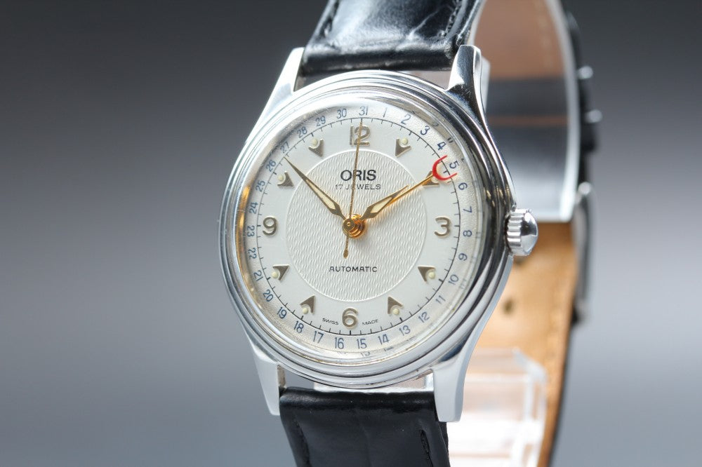Near MINT ORIS Pointer Date 7403-40B Silver Auto 34mm Men's Watch