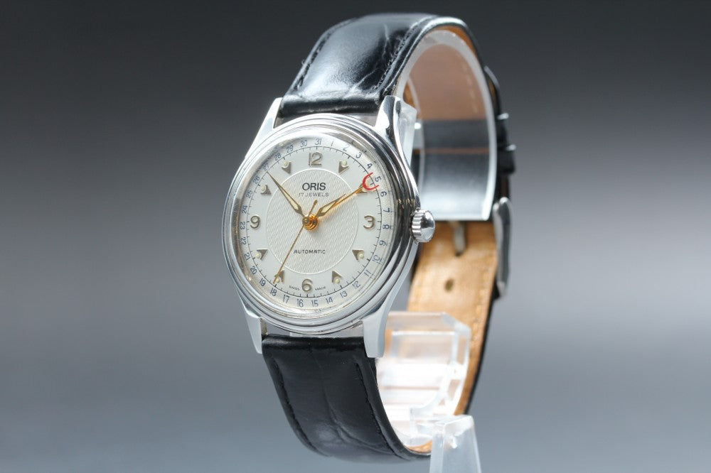 Near MINT ORIS Pointer Date 7403-40B Silver Auto 34mm Men's Watch