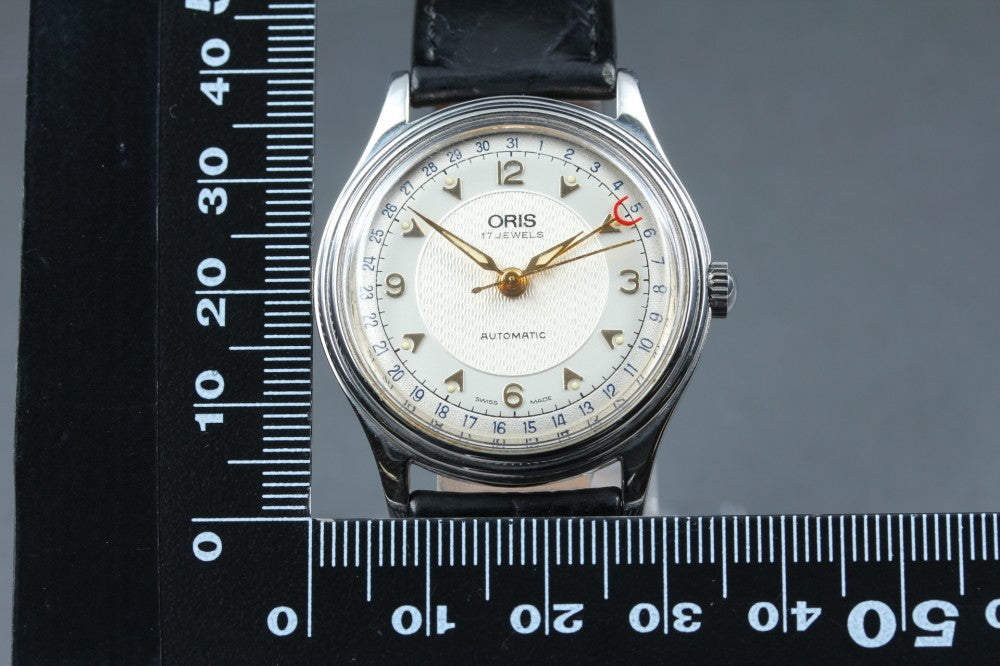Near MINT ORIS Pointer Date 7403-40B Silver Auto 34mm Men's Watch