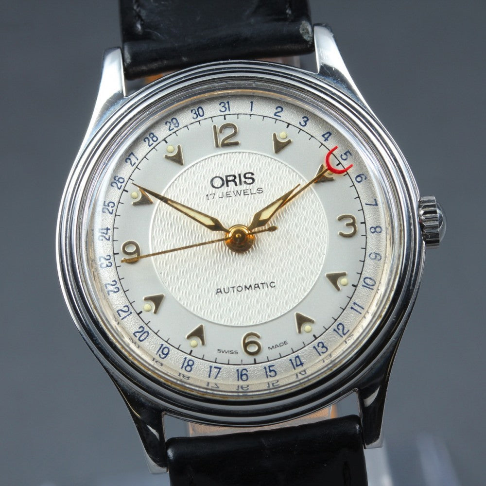 Near MINT ORIS Pointer Date 7403-40B Silver Auto 34mm Men's Watch