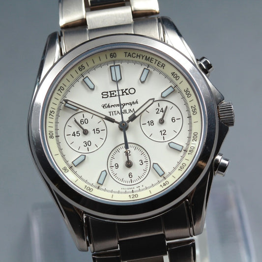 Near MINT SEIKO 7T11-0AH0 White Quartz 38.3mm Men's Watch