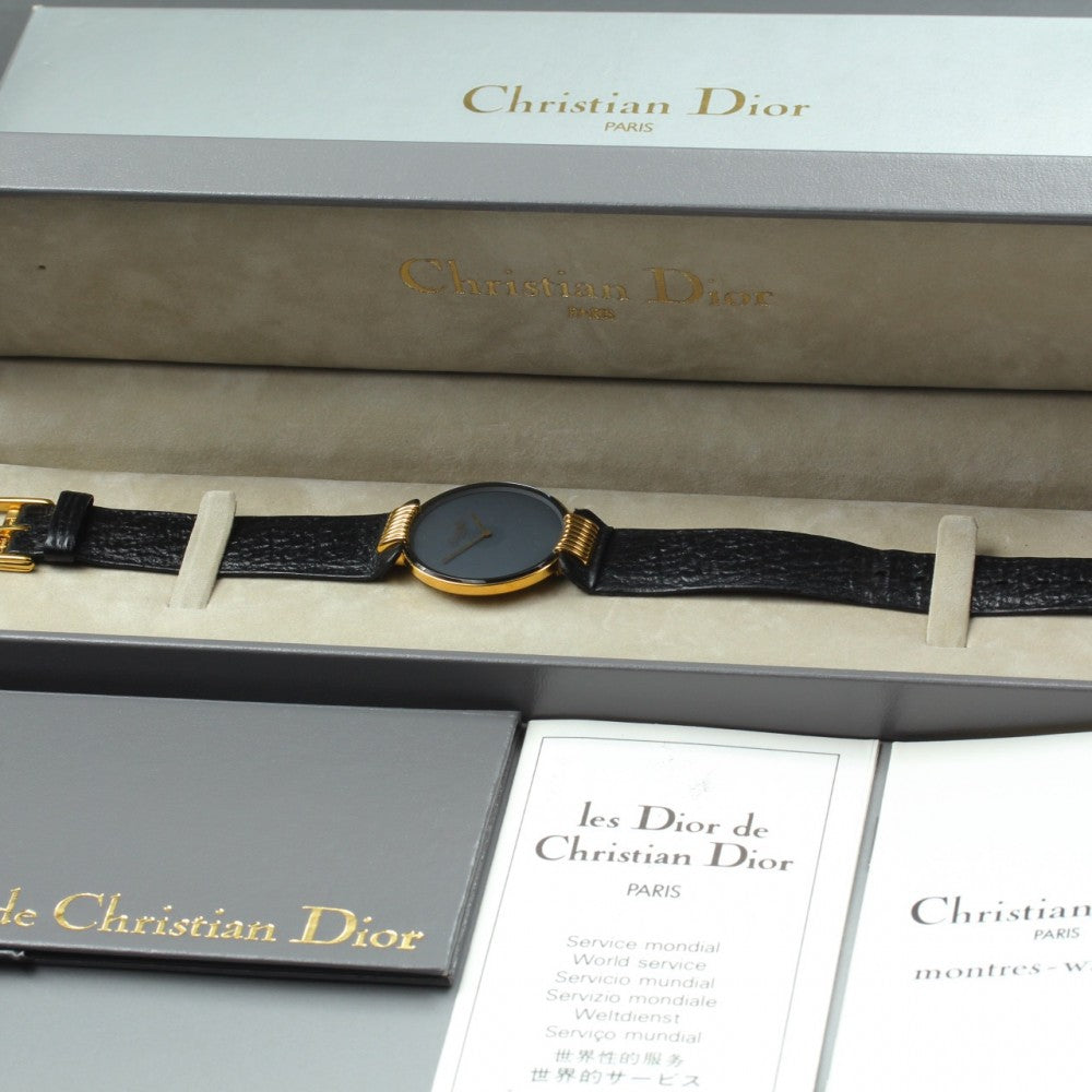 Near MINT Christian Dior 47-153-2 Black Quartz 30mm Men's Watch
