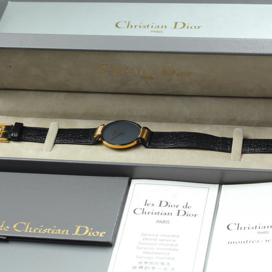 Near MINT Christian Dior 47-153-2 Black Quartz 30mm Men's Watch