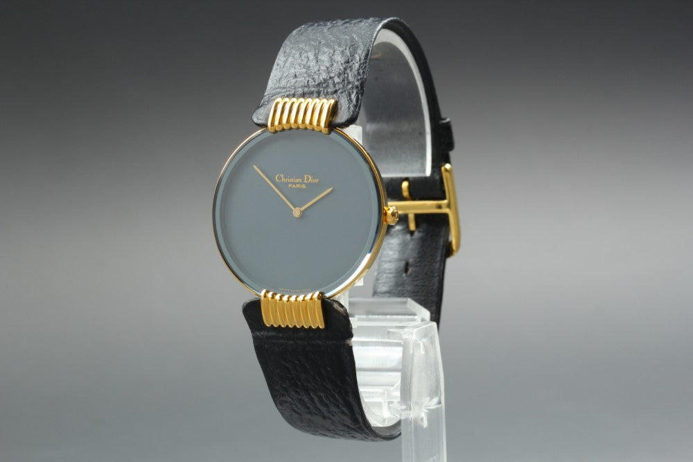 Near MINT Christian Dior 47-153-2 Black Quartz 30mm Men's Watch