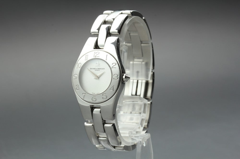 Near MINT Baume&Mercier 65305 Silver Quartz 24.4mm Ladies Watch