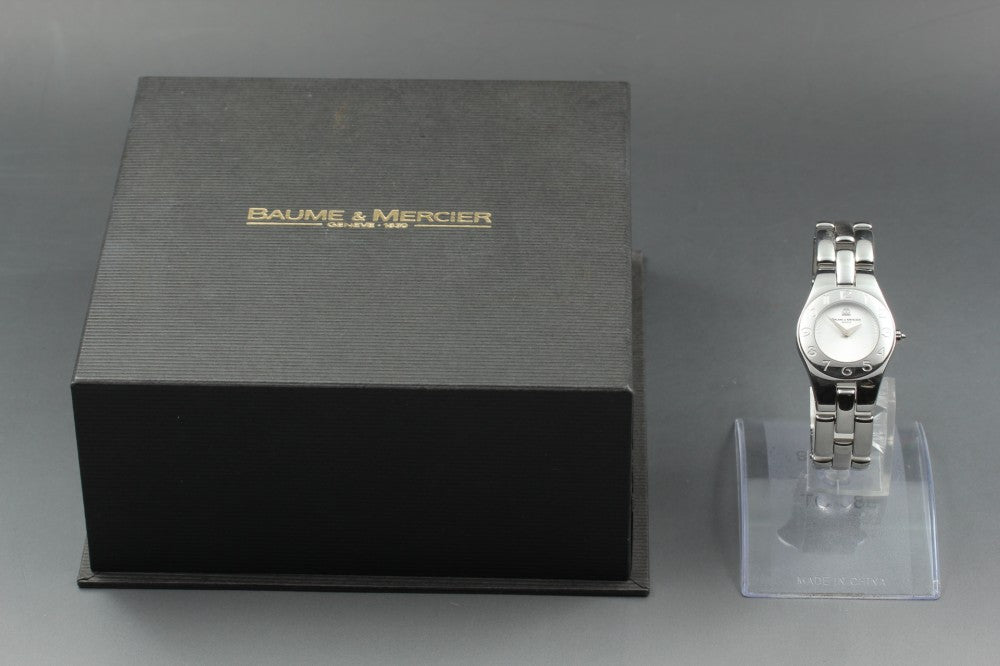 Near MINT Baume&Mercier 65305 Silver Quartz 24.4mm Ladies Watch