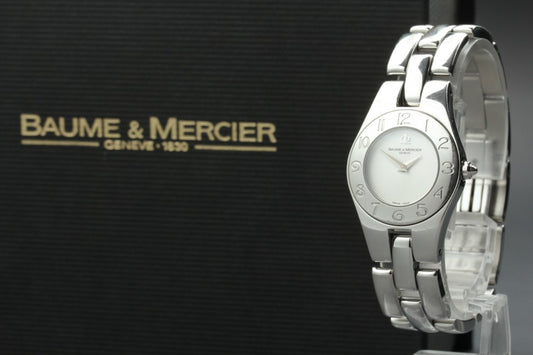 Near MINT Baume&Mercier 65305 Silver Quartz 24.4mm Ladies Watch