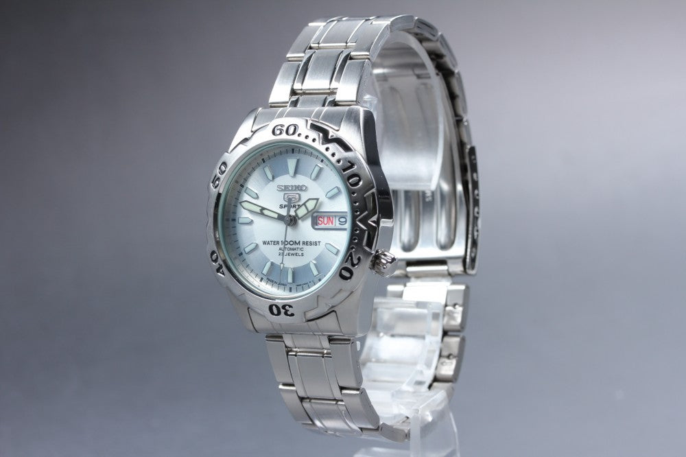 Near MINT SEIKO Seiko 5 Sports 7S36-00G0 Silver Auto 36.5mm Men's Watch