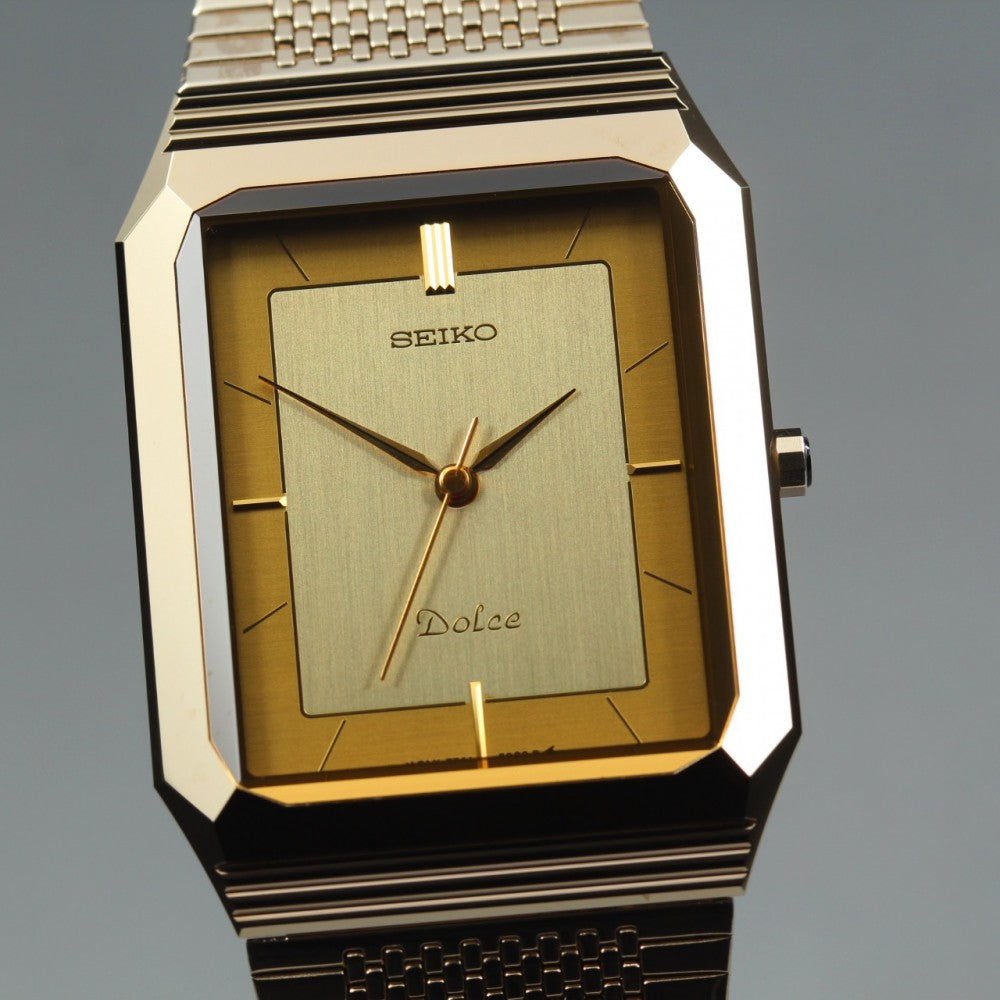 Near MINT SEIKO Dolce 7741-508A Gold Quartz 27mm Men's Watch 1987