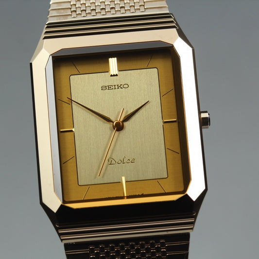 Near MINT SEIKO Dolce 7741-508A Gold Quartz 27mm Men's Watch 1987