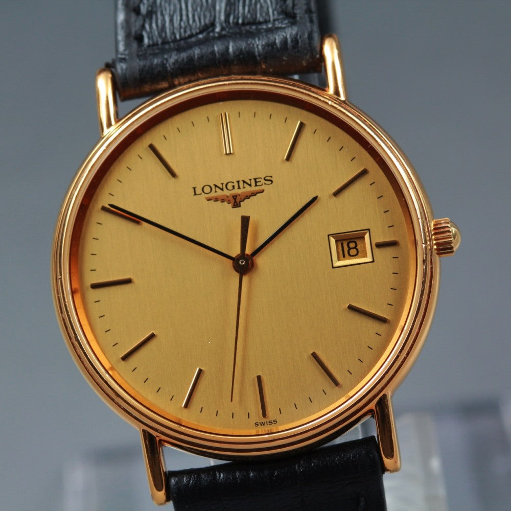 Near MINT LONGINES Grand Classic L4.636.2 Gold Quartz 33mm Men's Watch