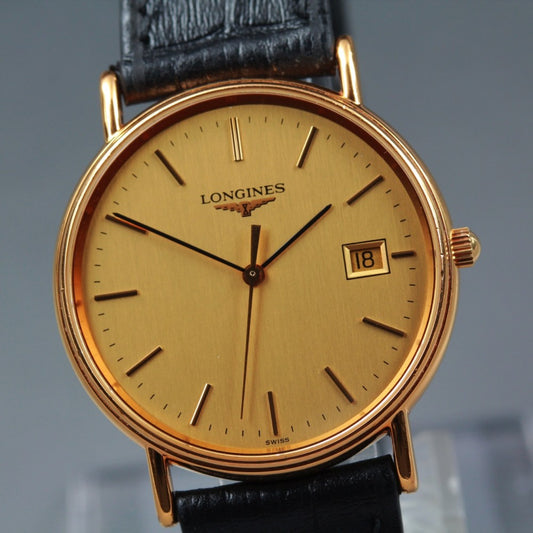 Near MINT LONGINES Grand Classic L4.636.2 Gold Quartz 33mm Men's Watch