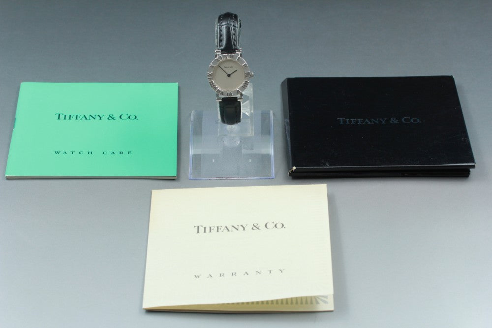 Near MINT TIFFANY&Co. Atlas L0640 Silver Quartz 24.2mm Ladies Watch