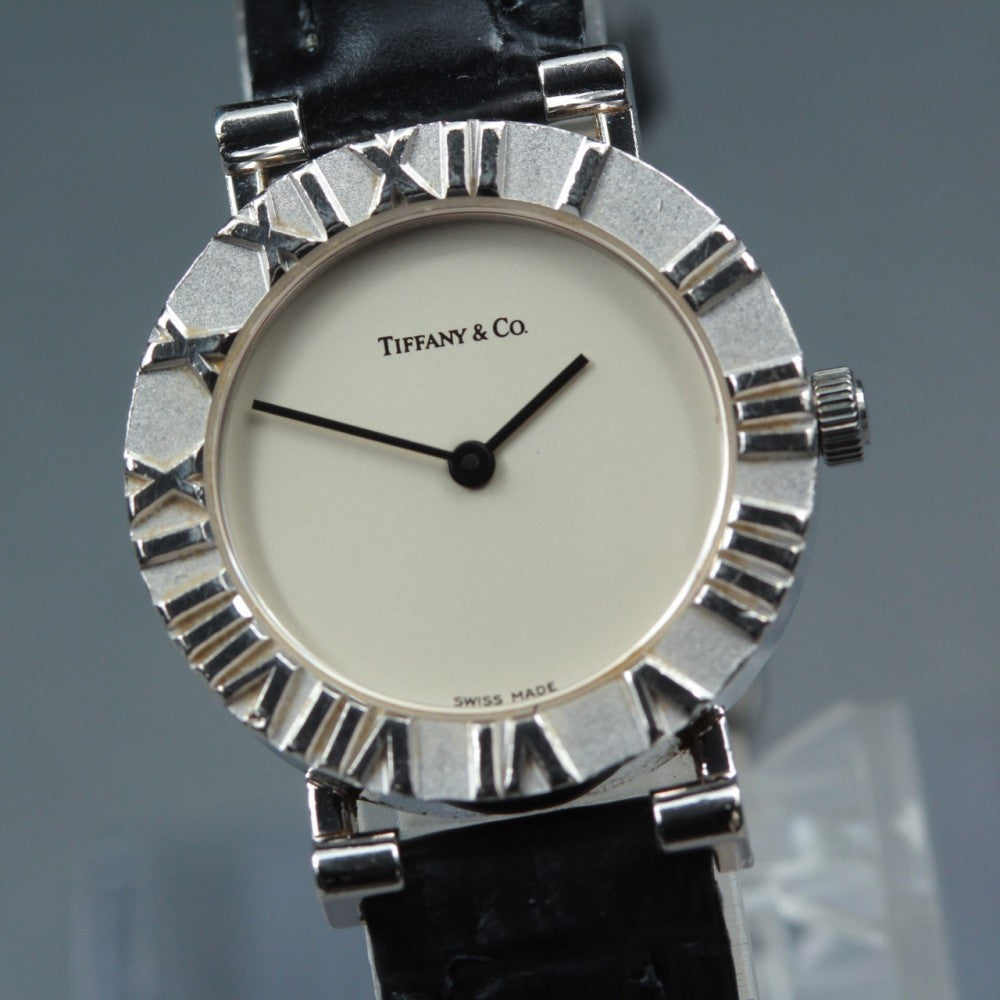 Near MINT TIFFANY&Co. Atlas L0640 Silver Quartz 24.2mm Ladies Watch