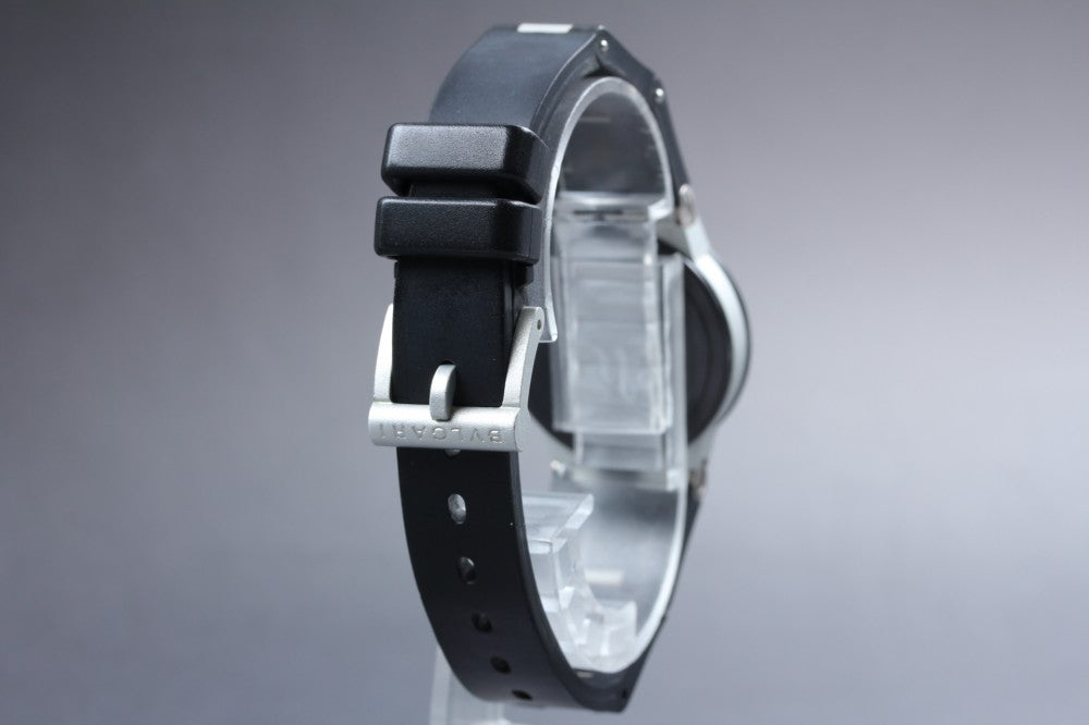 Near MINT BVLGARI Aluminum AL29TA Black Quartz 31.4mm Ladies Watch