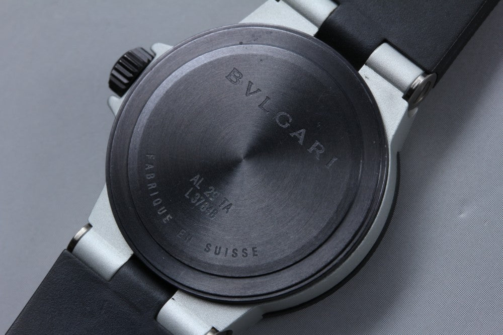 Near MINT BVLGARI Aluminum AL29TA Black Quartz 31.4mm Ladies Watch