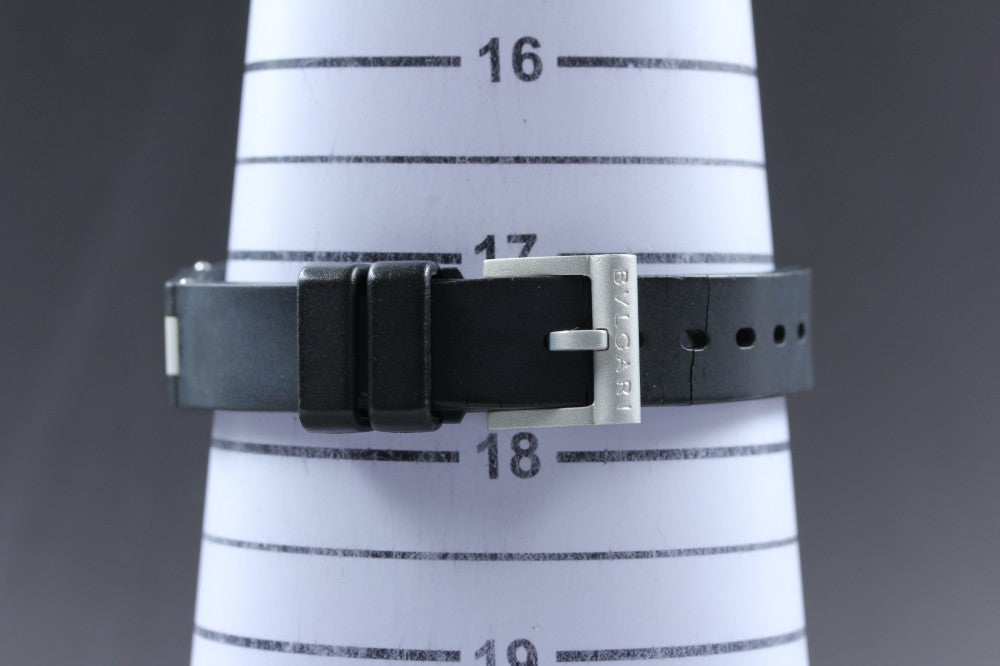 Near MINT BVLGARI Aluminum AL29TA Black Quartz 31.4mm Ladies Watch