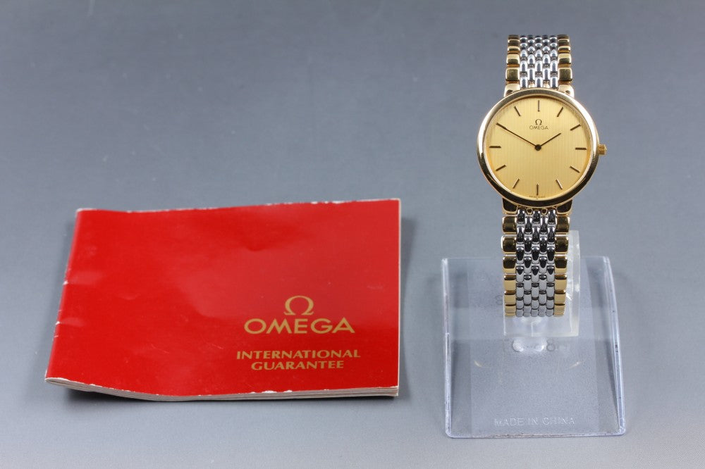 Near MINT OMEGA De Ville 395.0875.2 Cal.1378 Gold Quartz 32.4mm Men's Watch 1989