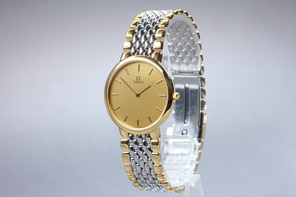 Near MINT OMEGA De Ville 395.0875.2 Cal.1378 Gold Quartz 32.4mm Men's Watch 1989
