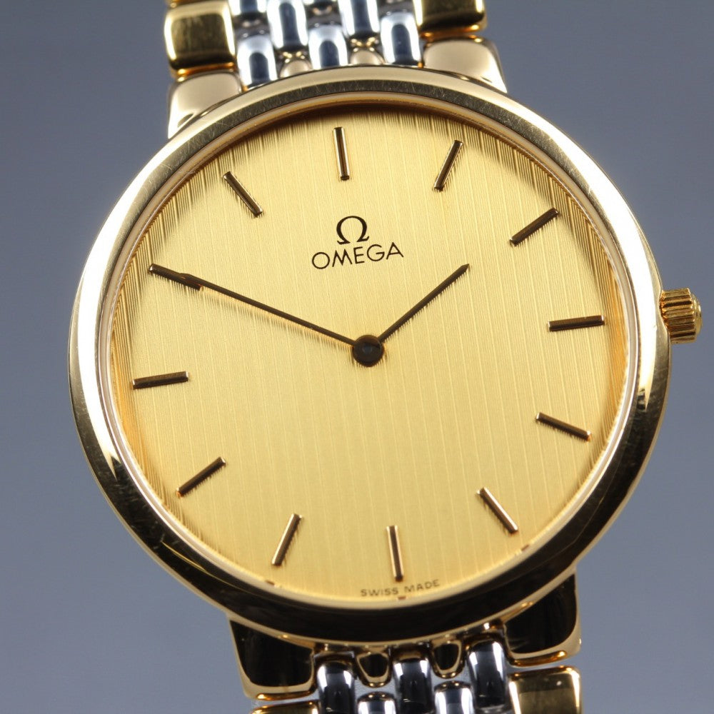 Near MINT OMEGA De Ville 395.0875.2 Cal.1378 Gold Quartz 32.4mm Men's Watch 1989