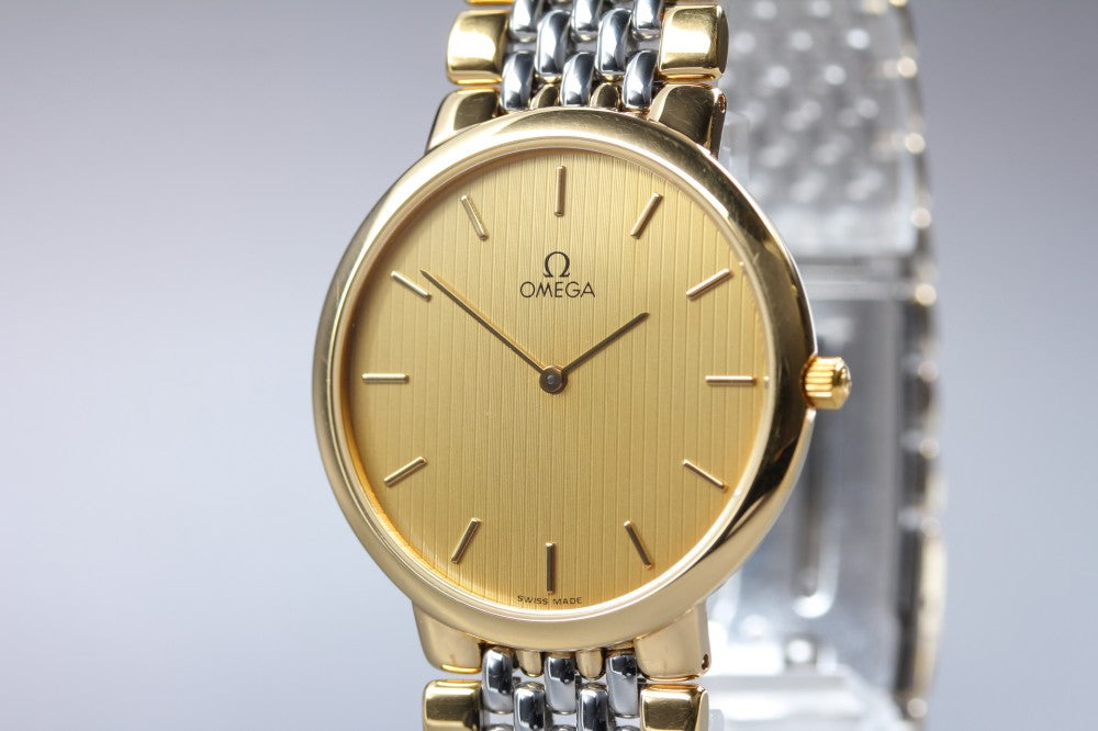 Near MINT OMEGA De Ville 395.0875.2 Cal.1378 Gold Quartz 32.4mm Men's Watch 1989