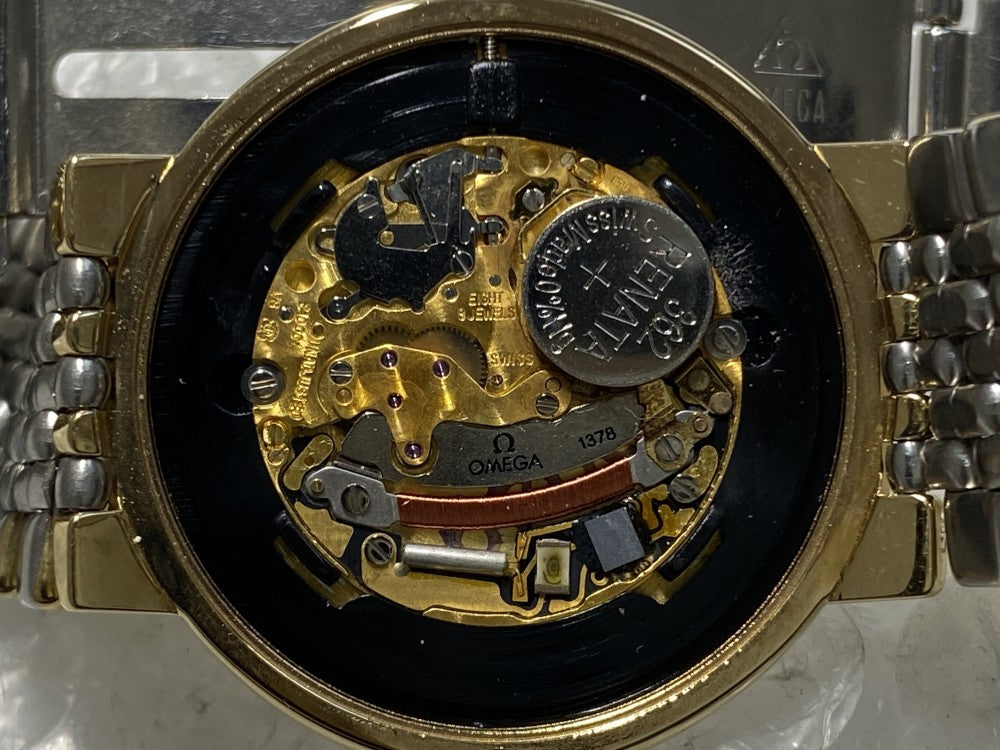 Near MINT OMEGA De Ville 395.0875.2 Cal.1378 Gold Quartz 32.4mm Men's Watch 1989