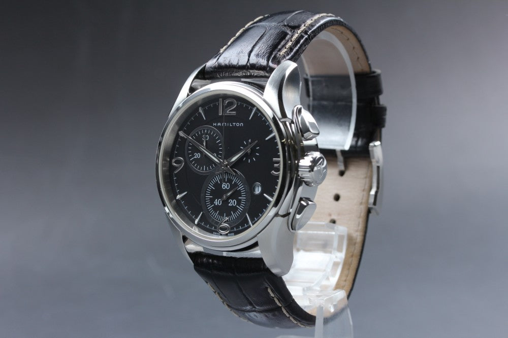 Near MINT HAMILTON Jazzmaster H326120 Black Quartz 43.6mm Men's Watch