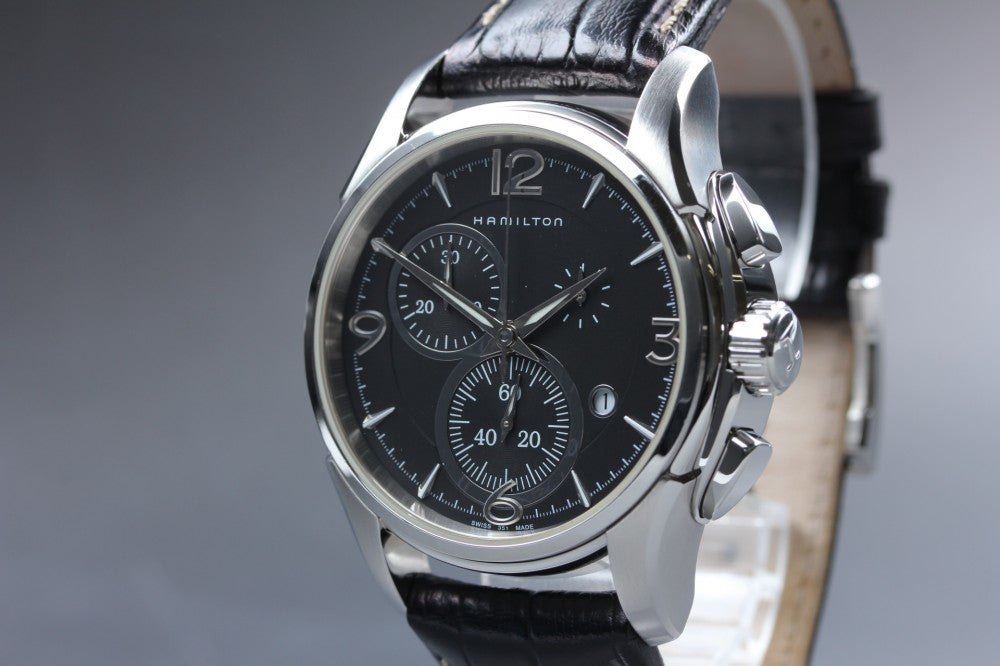 Near MINT HAMILTON Jazzmaster H326120 Black Quartz 43.6mm Men's Watch