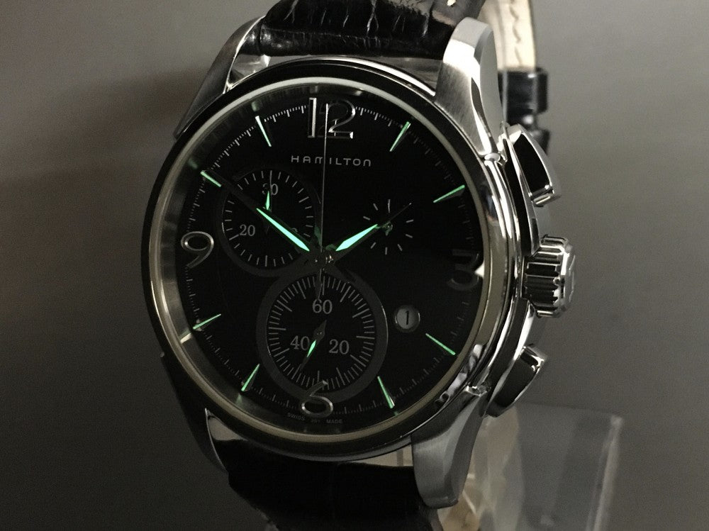Near MINT HAMILTON Jazzmaster H326120 Black Quartz 43.6mm Men's Watch