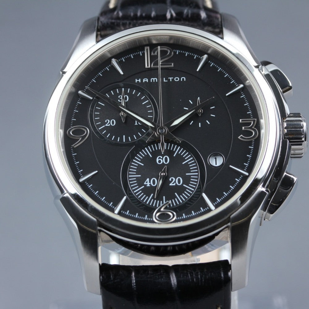 Near MINT HAMILTON Jazzmaster H326120 Black Quartz 43.6mm Men's Watch