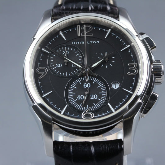 Near MINT HAMILTON Jazzmaster H326120 Black Quartz 43.6mm Men's Watch