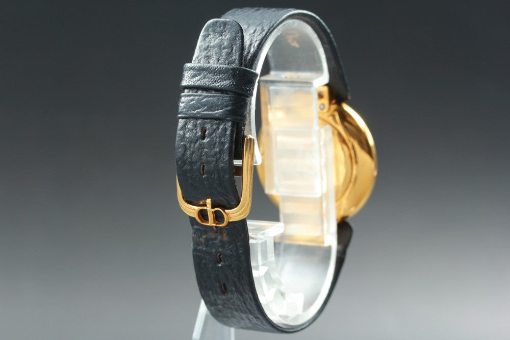 Near MINT Christian Dior Bagira Black Moon 47 153-2 Black Quartz 30mm Ladies Watch