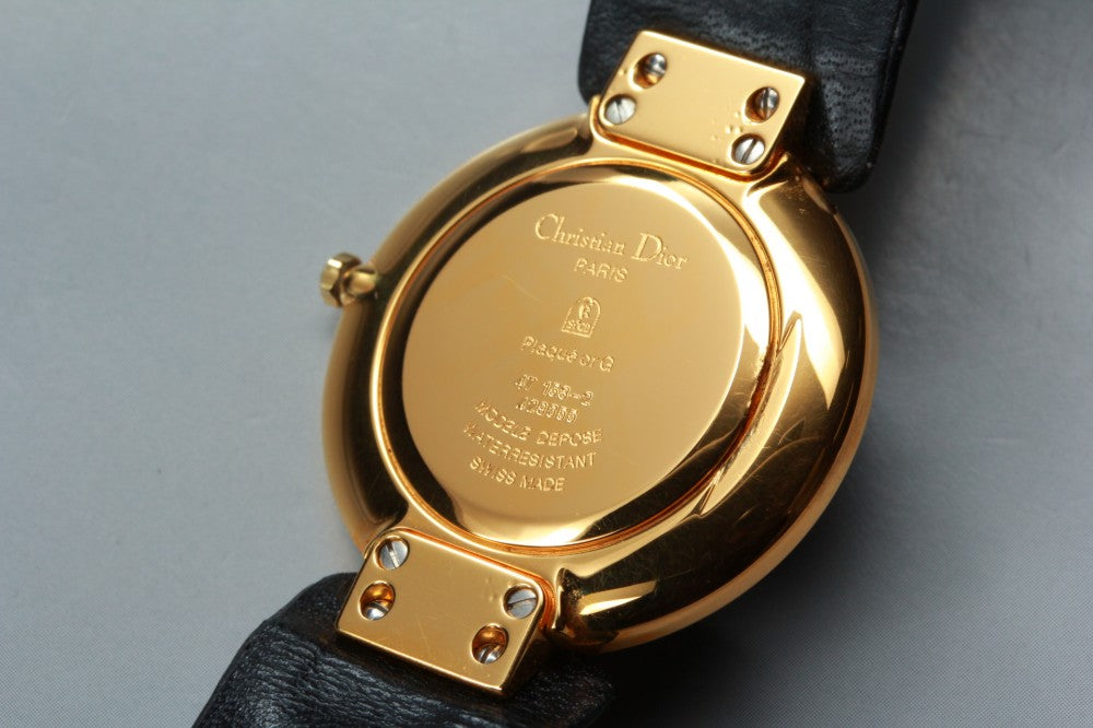 Near MINT Christian Dior Bagira Black Moon 47 153-2 Black Quartz 30mm Ladies Watch
