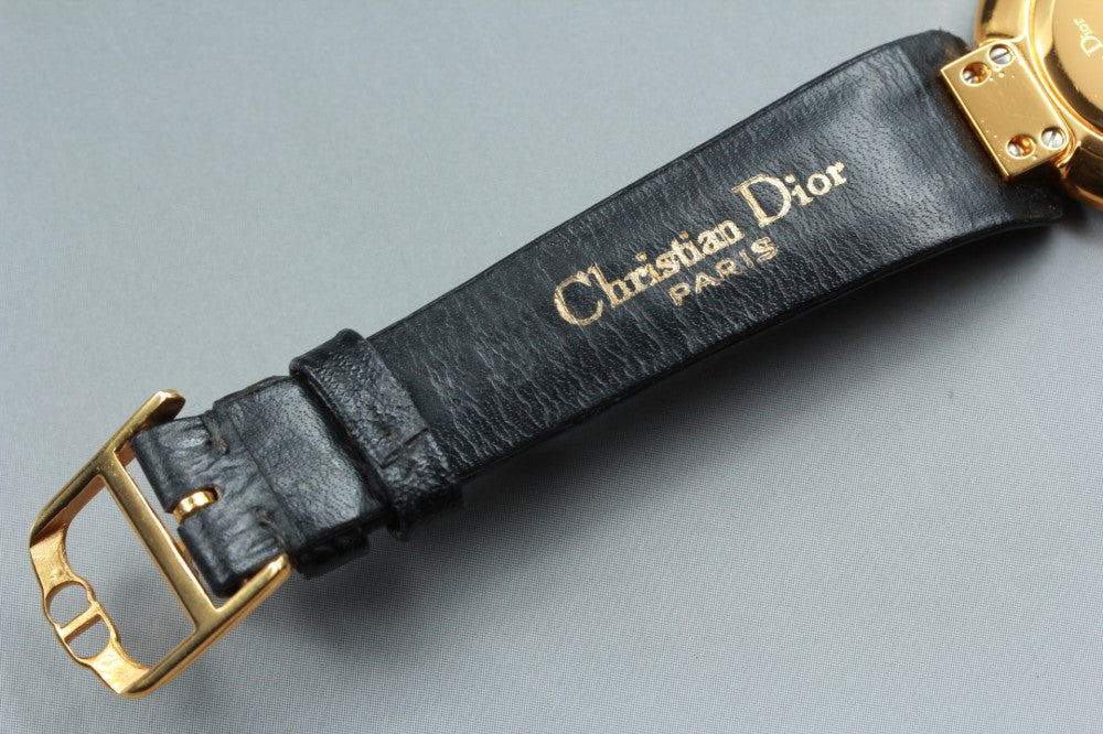 Near MINT Christian Dior Bagira Black Moon 47 153-2 Black Quartz 30mm Ladies Watch