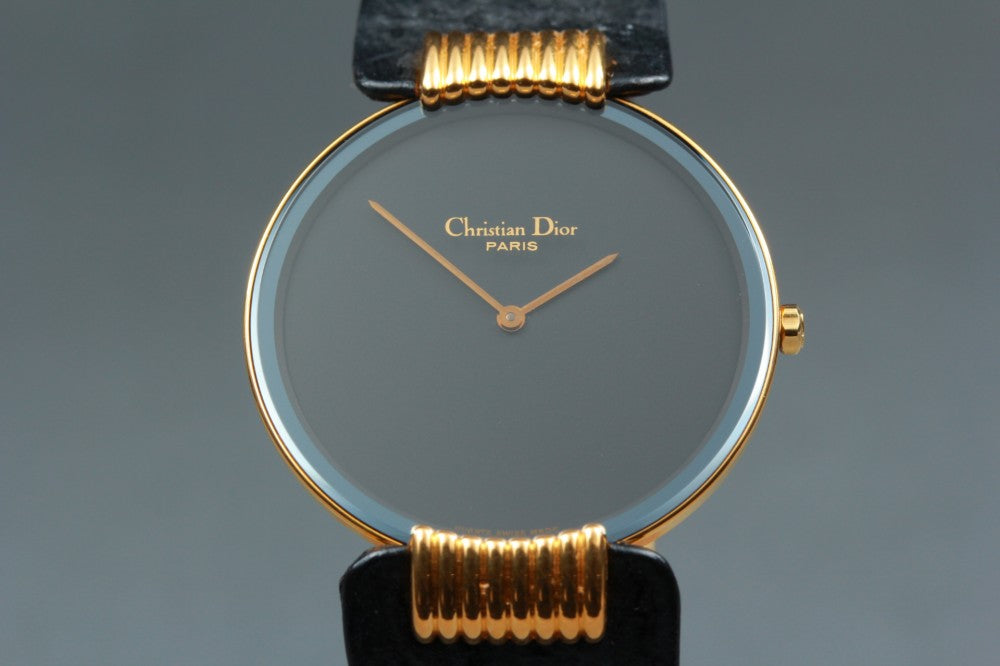 Near MINT Christian Dior Bagira Black Moon 47 153-2 Black Quartz 30mm Ladies Watch