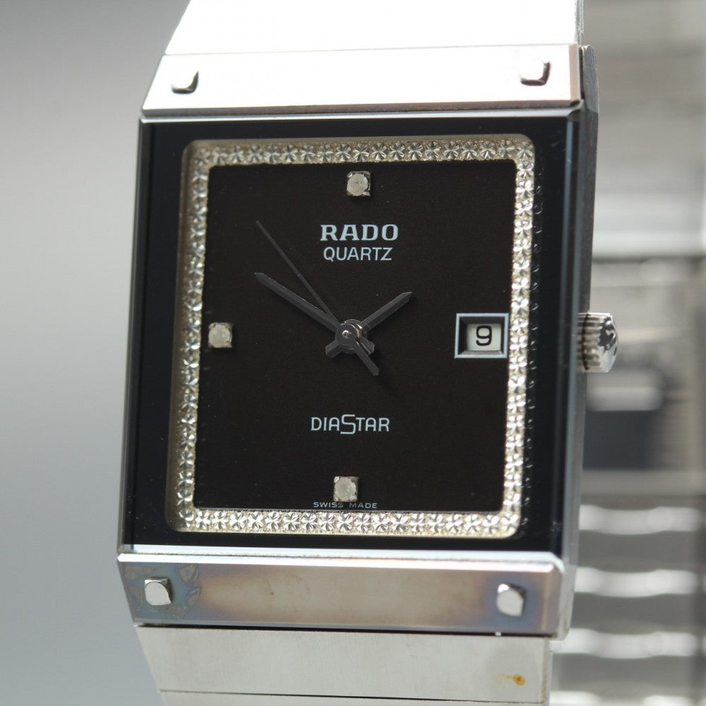 Near MINT RADO Diastar 129.0154.3 Black Quartz 27mm Ladies Watch