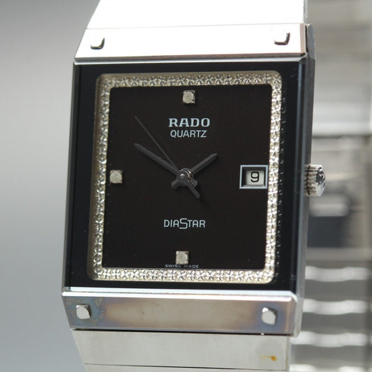 Near MINT RADO Diastar 129.0154.3 Black Quartz 27mm Ladies Watch