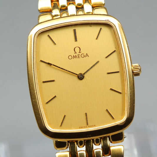 Near MINT OMEGA De Ville 395.0876 Gold Quartz 25.8mm Men's Watch