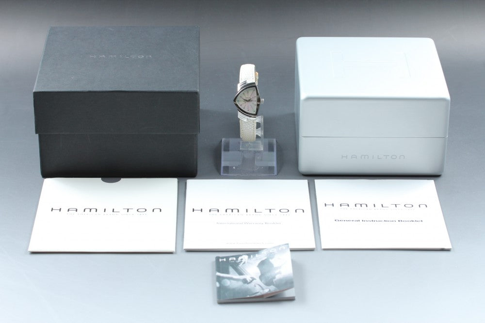 Near MINT HAMILTON Ventura H242111 White Mother of Pearl Quartz 24mm Ladies Watch