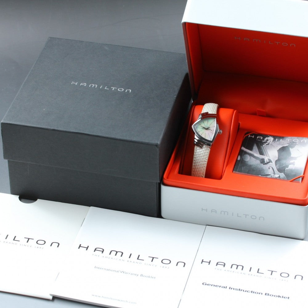 Near MINT HAMILTON Ventura H242111 White Mother of Pearl Quartz 24mm Ladies Watch