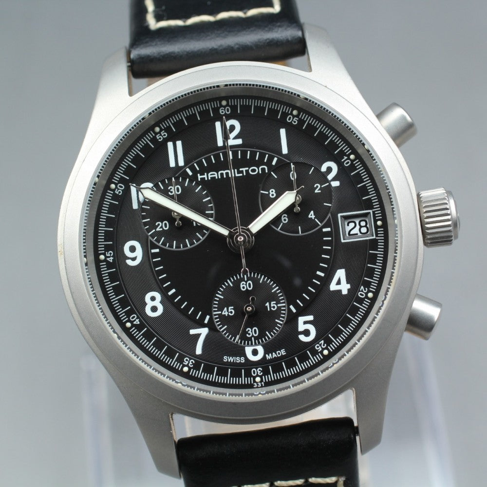 Near MINT HAMILTON Khaki H685820 Black Quartz 39.6mm Men's Watch