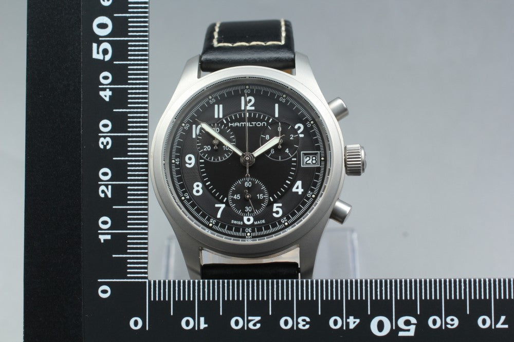 Near MINT HAMILTON Khaki H685820 Black Quartz 39.6mm Men's Watch